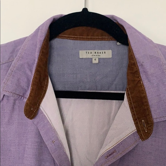 Light purple button down with elbow patches - Picture 3 of 5